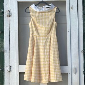 Yellow Houndstooth Sleeveless Dress